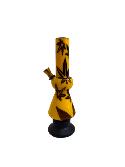 Acrylic Bong by Kiick As - Glass-like Finish Shooter Mini Portable Waterpipe - 20cm / 8 inch "Sunburst Yellow" Durable Easy to Clean Stylish Design for Smooth Sessions. Perfect Bong for Home or Travel.