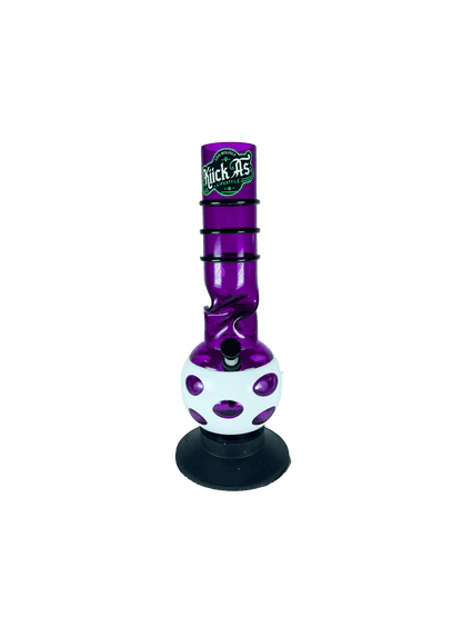 Acrylic Bong by Kiick As - "Lavender Ice" Shooter Mini Portable Waterpipe - 30cm / 12 inch Unique Lavender Color with White Jacket and Pop-up Effect Durable Easy to Clean Stylish Design with Acrylic Rings for Best Grip.