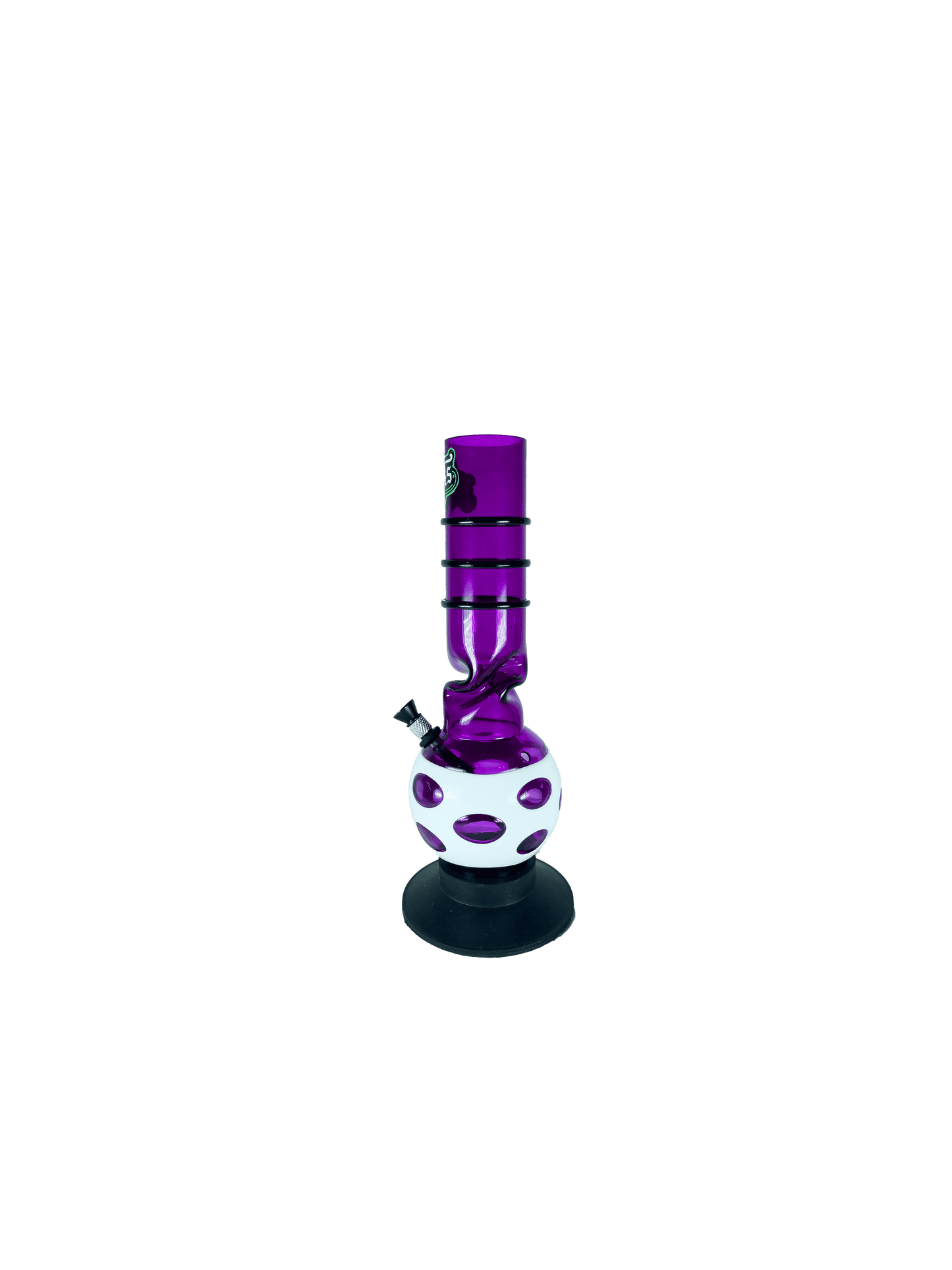 Acrylic Bong by Kiick As - "Lavender Ice" Shooter Mini Portable Waterpipe - 30cm / 12 inch Unique Lavender Color with White Jacket and Pop-up Effect Durable Easy to Clean Stylish Design with Acrylic Rings for Best Grip.