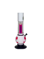 Acrylic Bong by Kiick As - "Cheerful Percolator" White with Pink Percolator and Smiley Cut-out Design - Durable Easy to Clean Stylish Design for Smooth Sessions. Perfect Bong for Home or Travel.