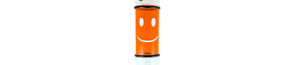 Acrylic Bong by Kiick As - "Sunblast Blaze" Shooter Mini Portable Waterpipe - 40cm / 16 inch Smiley Cut-out Design with Orange Pop-out Durable Easy to Clean Stylish Design for Smooth Sessions. Perfect Bong for Home or Travel.